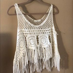 LF bathing suit crochet cover up top S